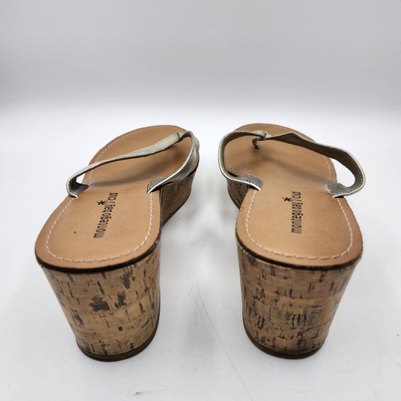 Montego Bay Club Metallic and Tan Cork Wedge Sandals Sz 9 - Picture 3 of 5